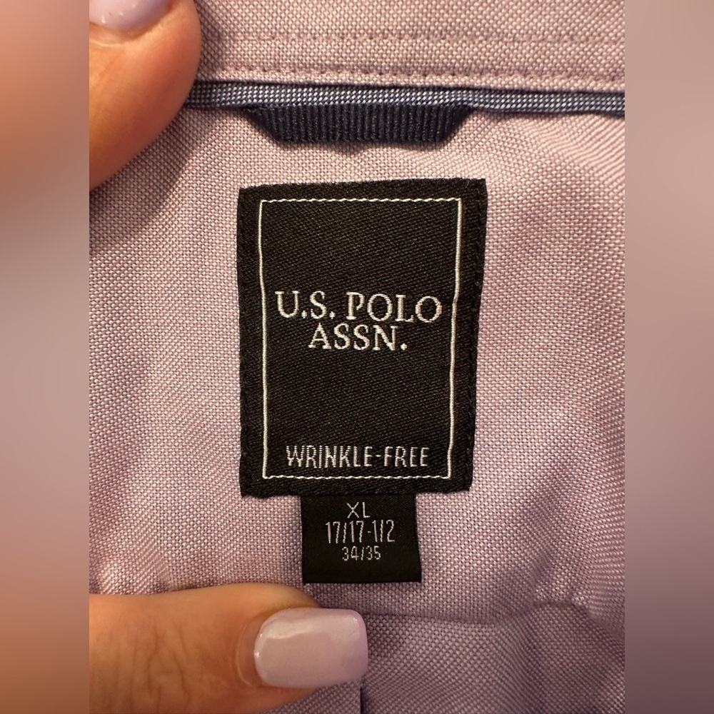 U.S. Polo Assn. Wrinkle-Free Button Down Shirt Men’s XL Purple 17 34/35 - Picture 10 of 10
